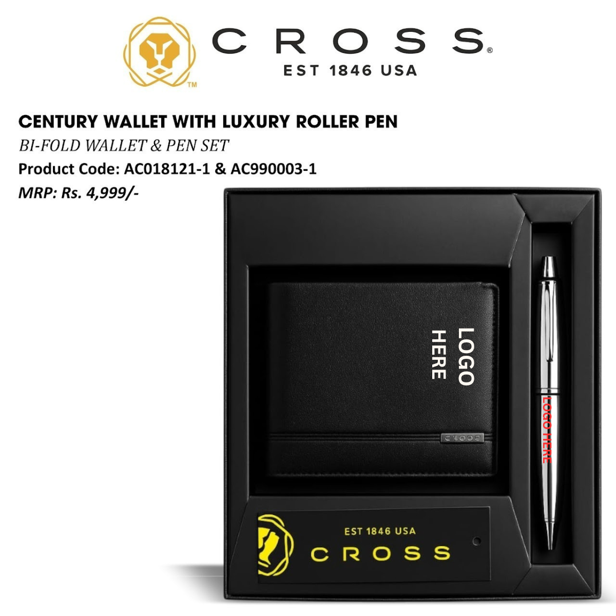 Century Wallet with Luxury Roller Pen – Bi-Fold Wallet & Pen Set